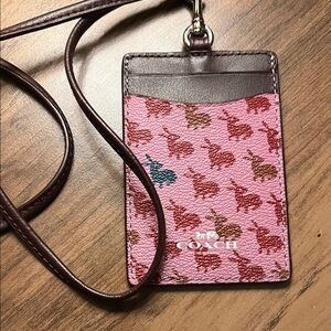 Coach Pink and Brown Bunny Lanyard